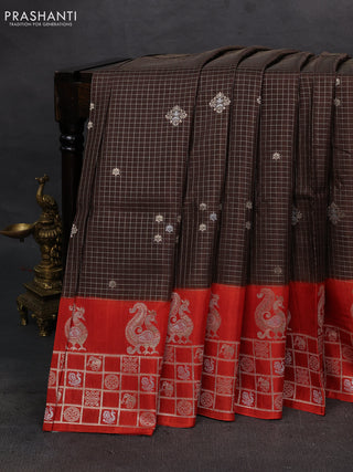 Brown & Orange Dola Silk - Checks
