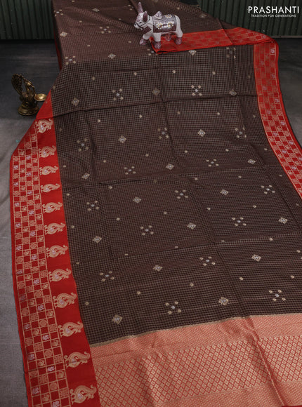 Brown & Orange Dola Silk - Checks