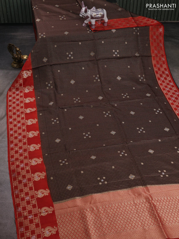 Brown & Orange Dola Silk - Checks
