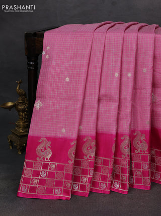 Light Pink & Pink Dola Silk - Checks