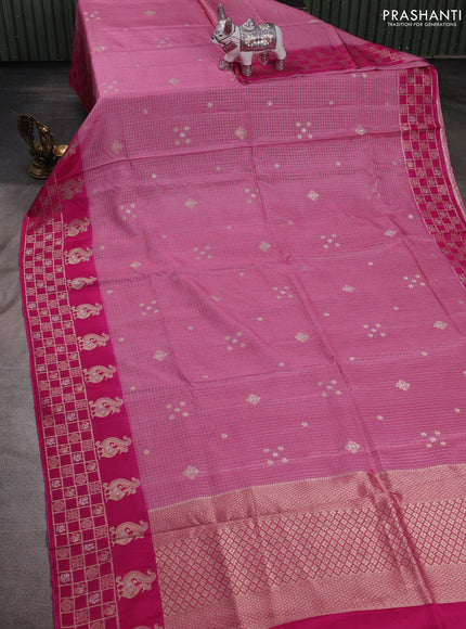 Light Pink & Pink Dola Silk - Checks