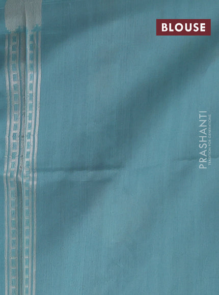 Gajri Pink & Teal Blue Kora Jamdhani Silk Saree