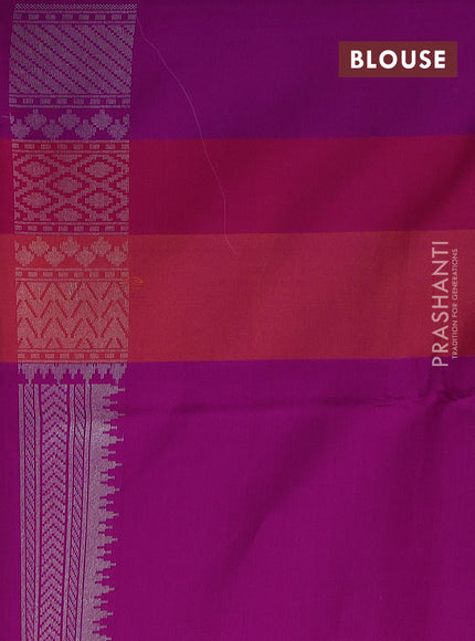 Peach & Purple Kora Jamdhani Silk Saree