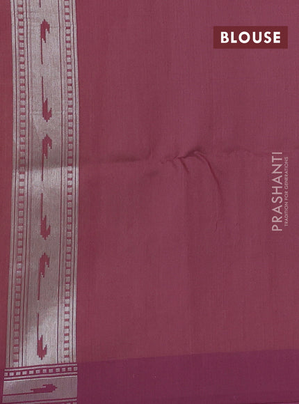 Pista Green & Mauve Pink Kora Jamdhani Silk Saree