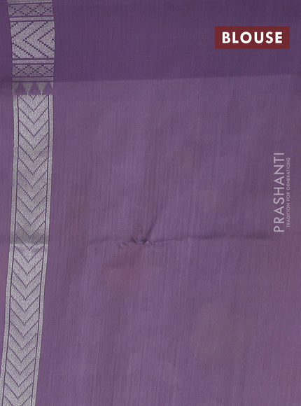 Off White & Lavender Kora Jamdhani Silk Saree