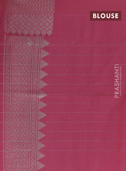 Gajri Pink &  Kora Jamdhani Silk Saree