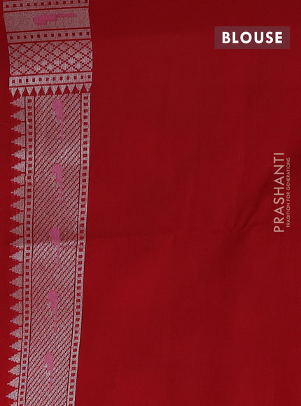 Off White & Red Kora Jamdhani Silk Saree