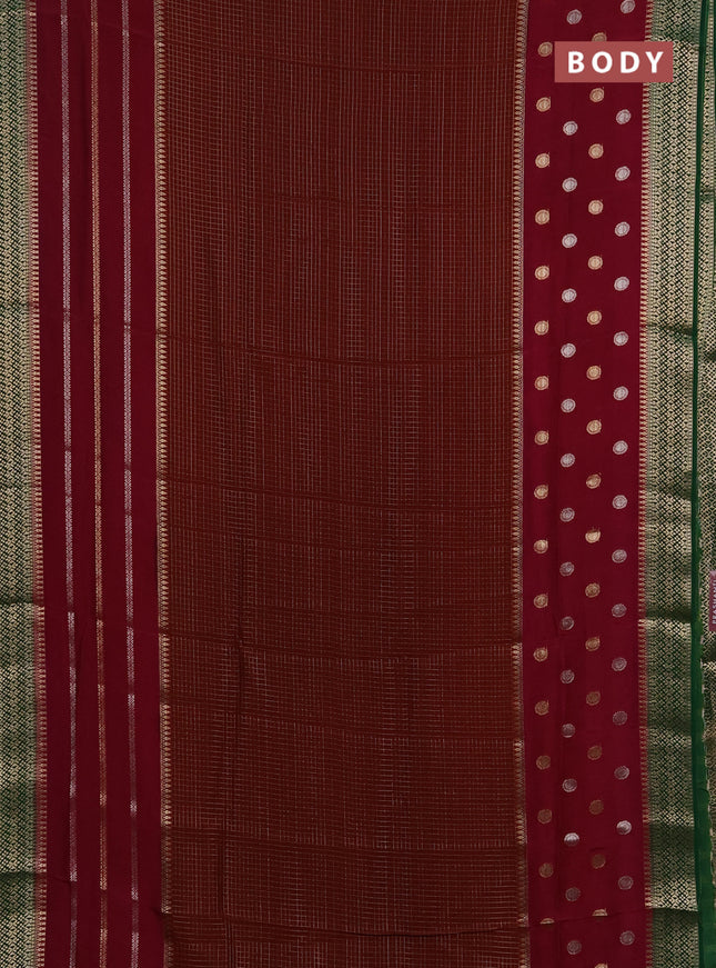 Maroon & Wine  Semi Mysore Silk Saree - Checks