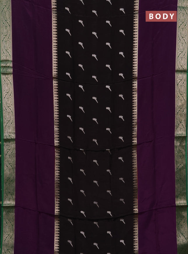 Black & Purple Semi Mysore Silk Saree - Buttas