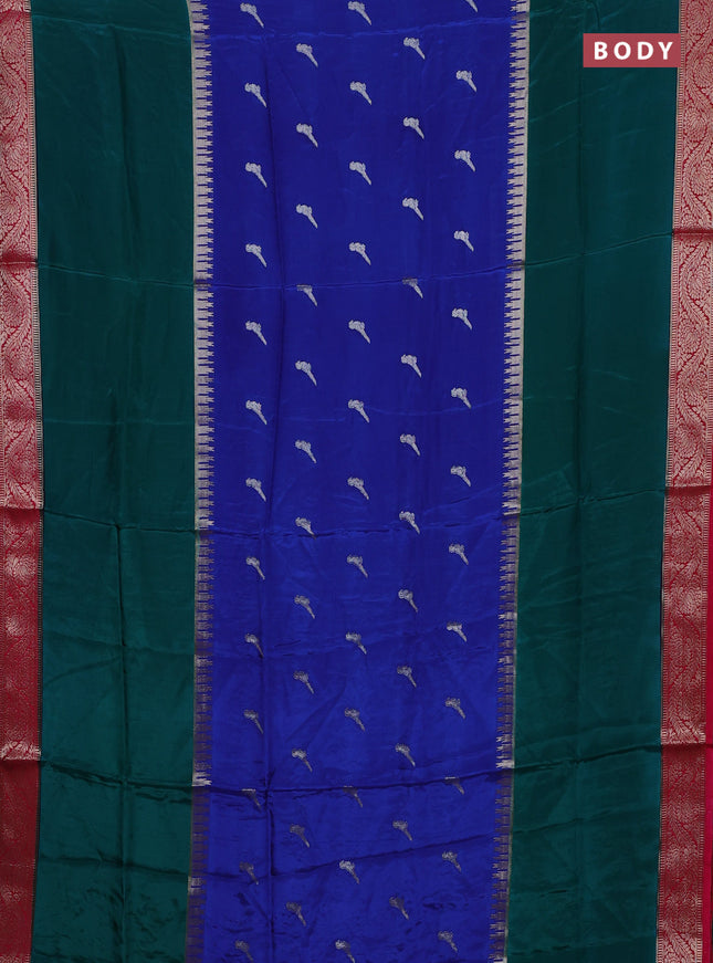 Blue & Green Semi Mysore Silk Saree - Buttas