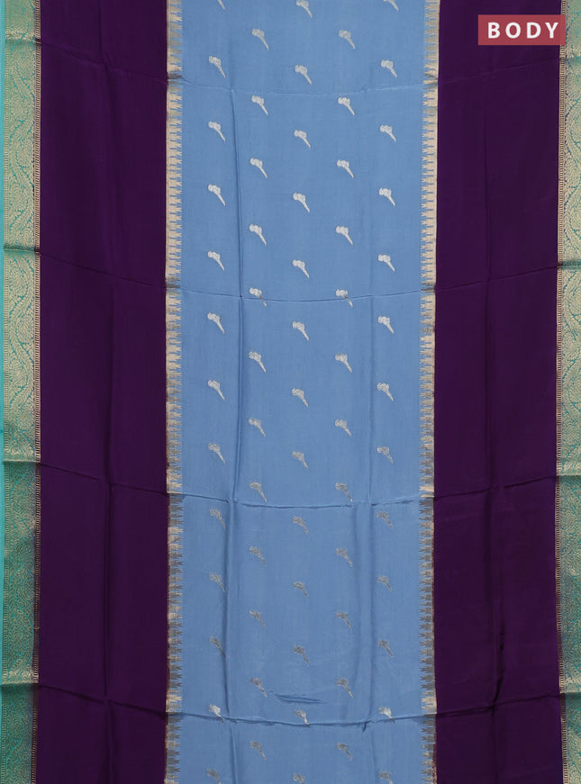 Grey & Purple Semi Mysore Silk Saree - Buttas