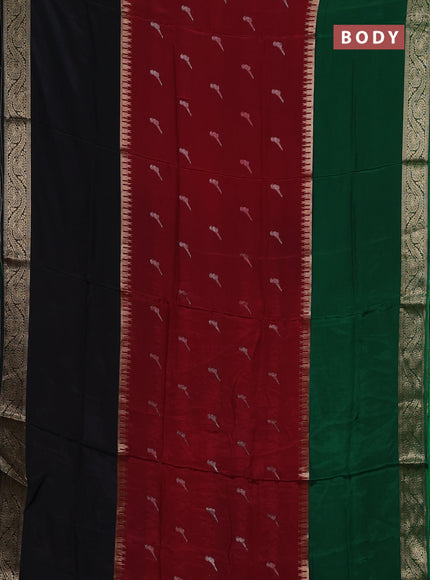 Maroon & Green Semi Mysore Silk Saree - Buttas