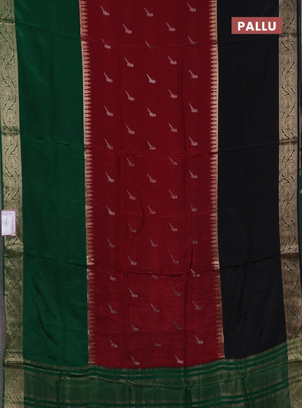 Maroon & Green Semi Mysore Silk Saree - Buttas