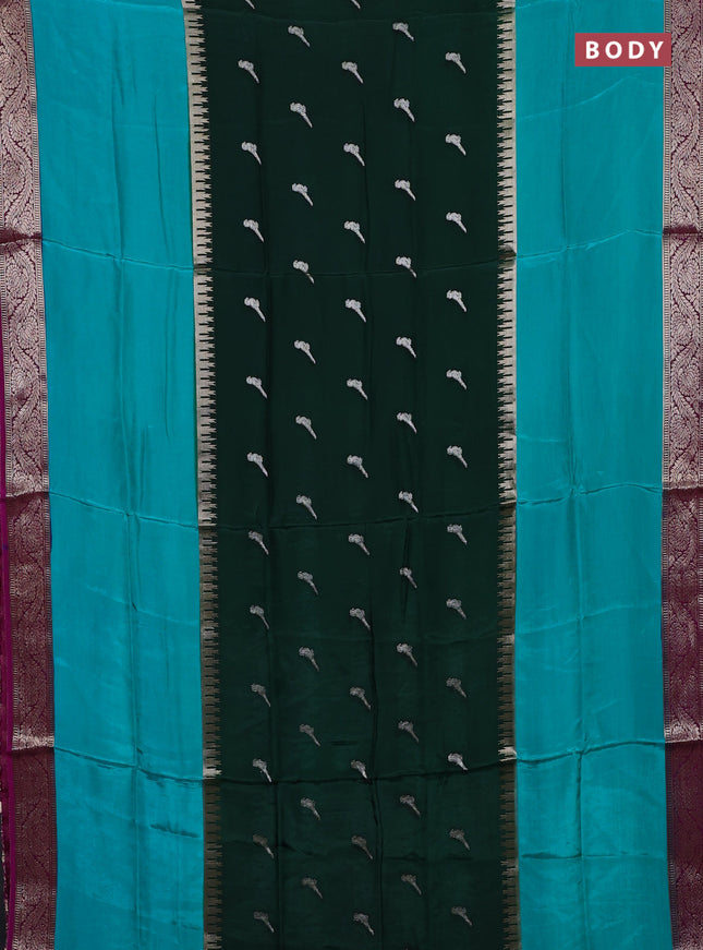 Green & Teal Green Semi Mysore Silk Saree - Buttas