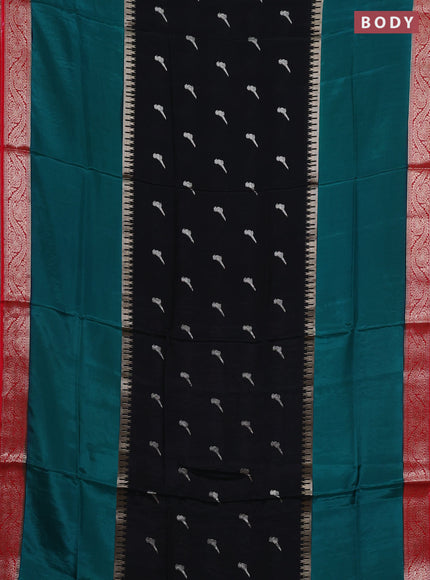 Black & Green Semi Mysore Silk Saree - Buttas