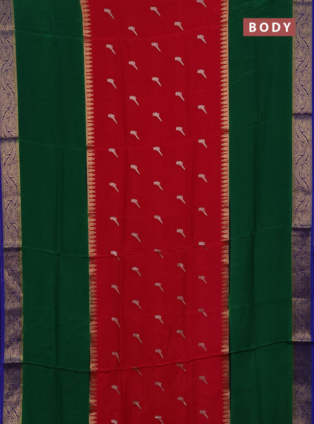 Pink & Green Semi Mysore Silk Saree - Buttas