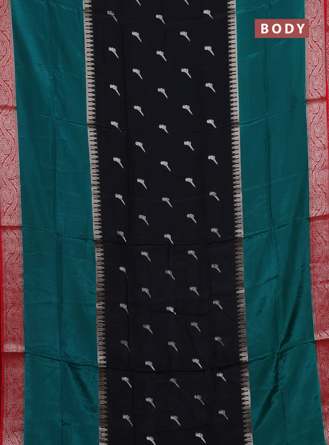 Black & Green Semi Mysore Silk Saree - Buttas