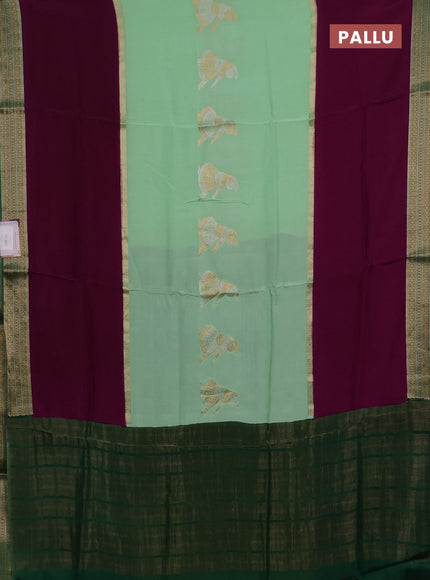 Teal Green & Purple Semi Mysore Silk Saree - Buttas