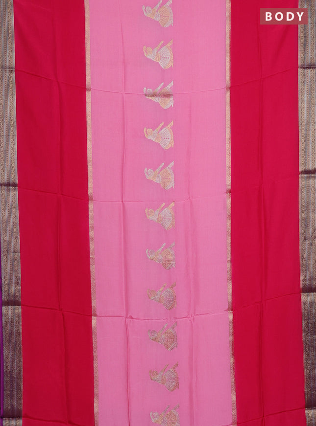 Pink &  Semi Mysore Silk Saree - Buttas