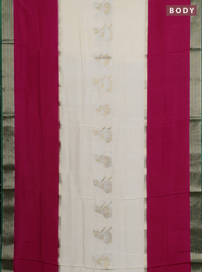 Beige & Pink Semi Mysore Silk Saree - Buttas