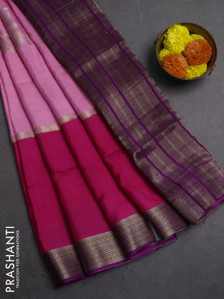 Pink & Purple Semi Mysore Silk Saree - Buttas