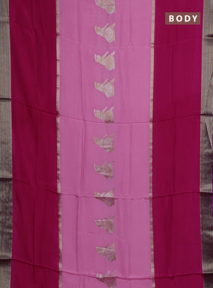 Pink & Purple Semi Mysore Silk Saree - Buttas