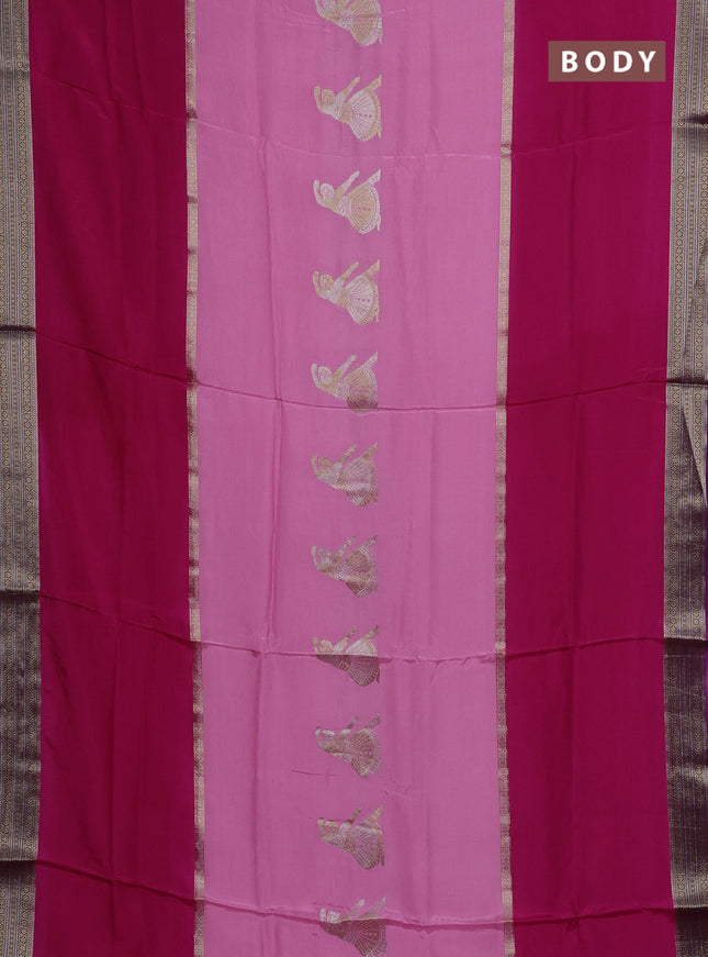 Pink & Purple Semi Mysore Silk Saree - Buttas