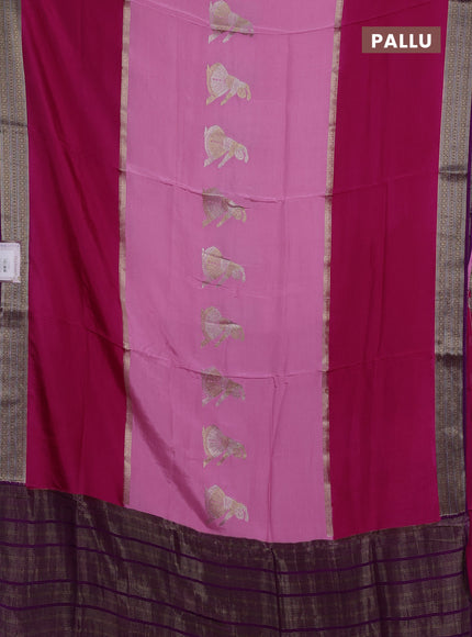 Pink & Purple Semi Mysore Silk Saree - Buttas