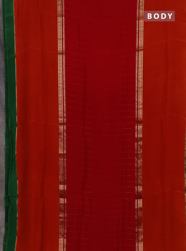 Red  & Orange Semi Mysore Silk Saree - Weaves