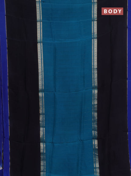 Teal Blue & Black Semi Mysore Silk Saree - Weaves