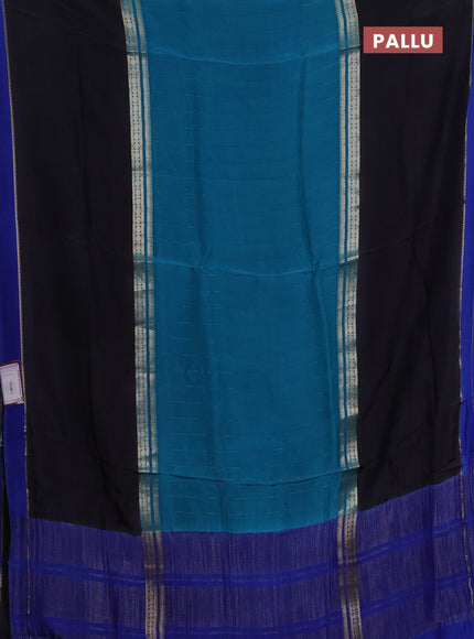 Teal Blue & Black Semi Mysore Silk Saree - Weaves