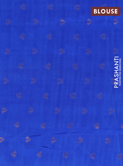 Teal Blue & Black Semi Mysore Silk Saree - Weaves