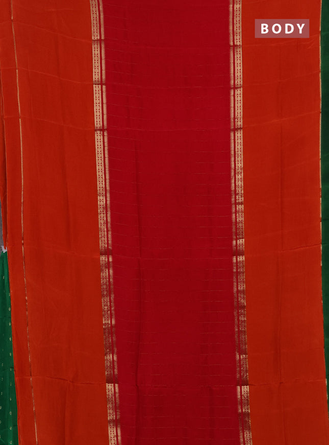 Red  & Orange Semi Mysore Silk Saree - Weaves