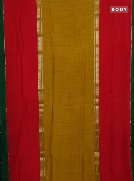 Mustard Yellow & Red Semi Mysore Silk Saree - Weaves