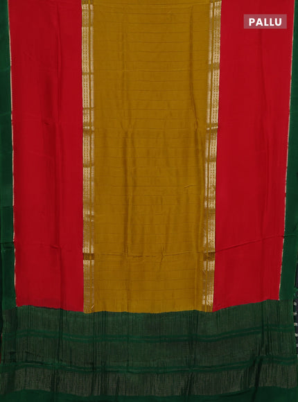 Mustard Yellow & Red Semi Mysore Silk Saree - Weaves
