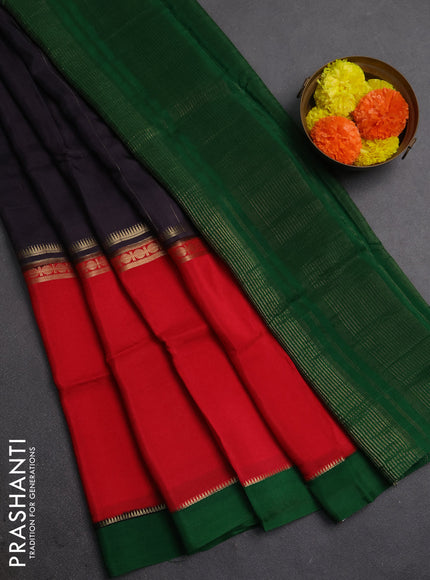 Blue & Red Semi Mysore Silk Saree - Weaves