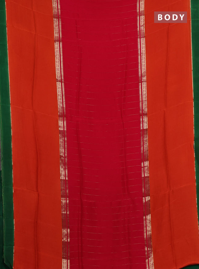 Pink & Orange Semi Mysore Silk Saree - Weaves