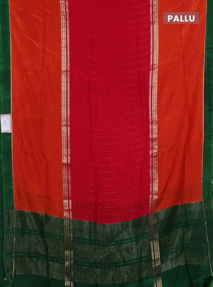 Pink & Orange Semi Mysore Silk Saree - Weaves