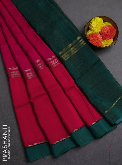 Pink & Orange Semi Mysore Silk Saree - Weaves