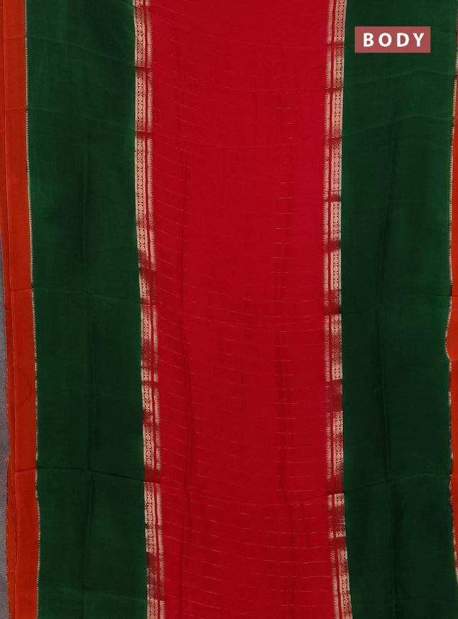 Pink & Green Semi Mysore Silk Saree - Weaves