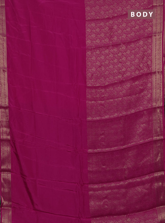 Pink & Green Semi Mysore Silk Saree - Half & Half