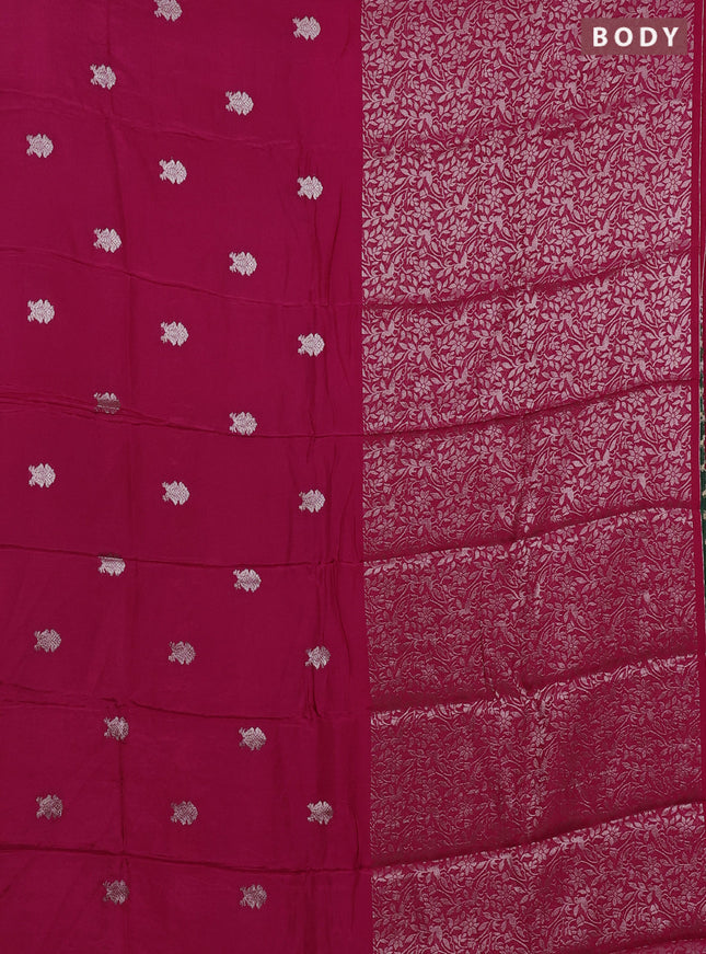 Pink & Green Semi Mysore Silk Saree - Buttas
