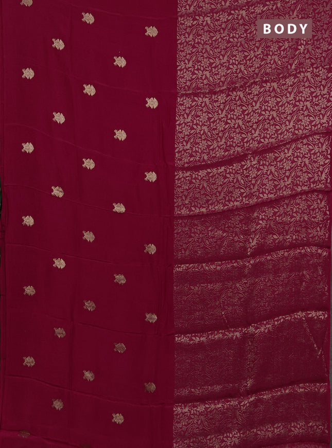 Red  & Green Semi Mysore Silk Saree - Buttas