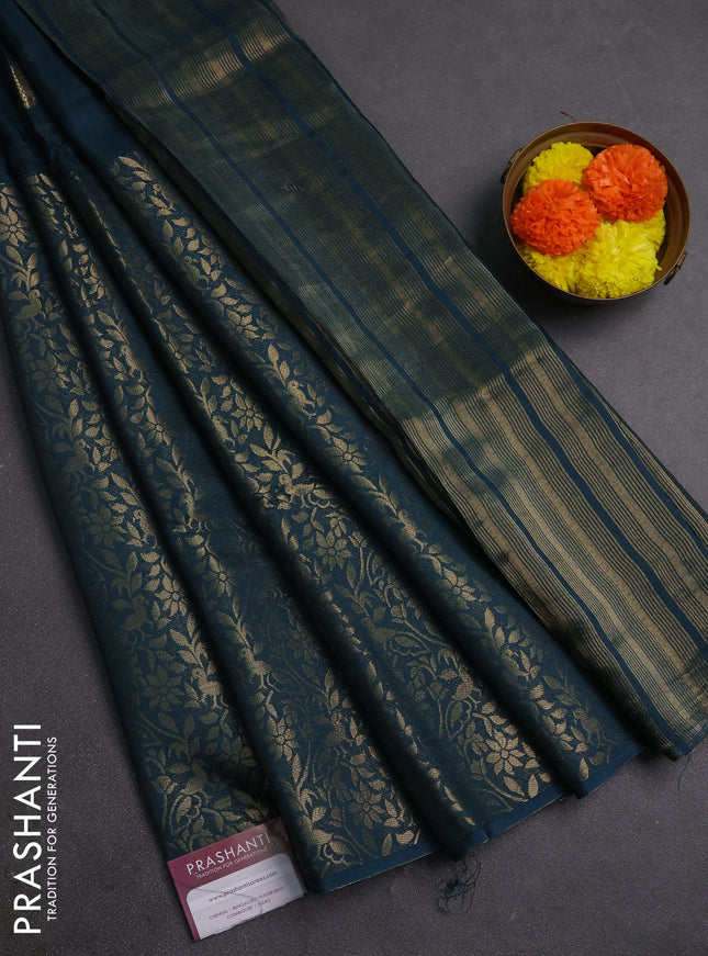 Peacock Green &  Semi Mysore Silk Saree - Buttas