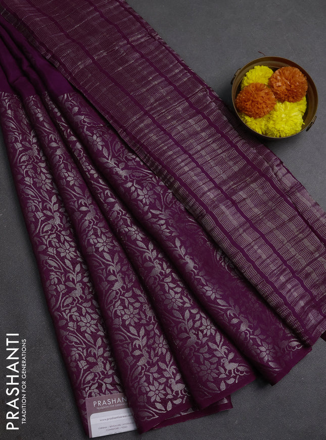 Magenta Pink & Mustard Yellow Semi Mysore Silk Saree - Buttas