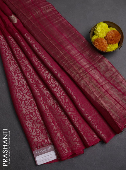 Pink & Green Semi Mysore Silk Saree - Buttas