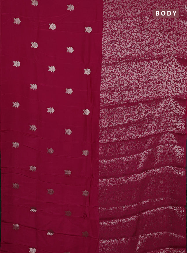 Pink & Green Semi Mysore Silk Saree - Buttas