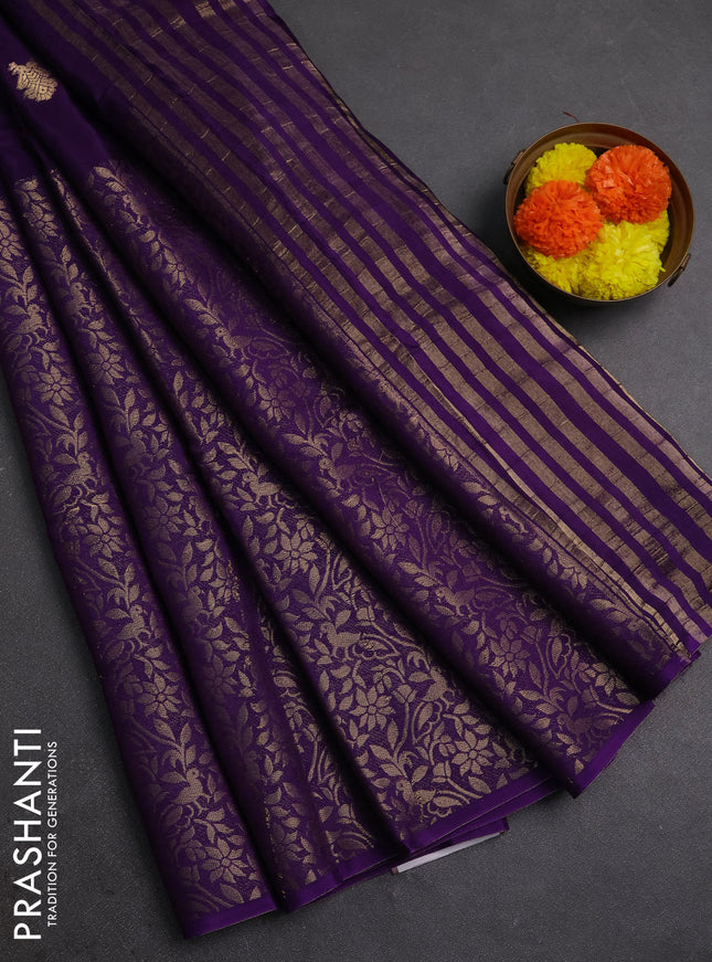 Violet & Pink Semi Mysore Silk Saree - Buttas