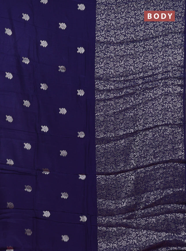 Navy Blue & Pink Semi Mysore Silk Saree - Buttas