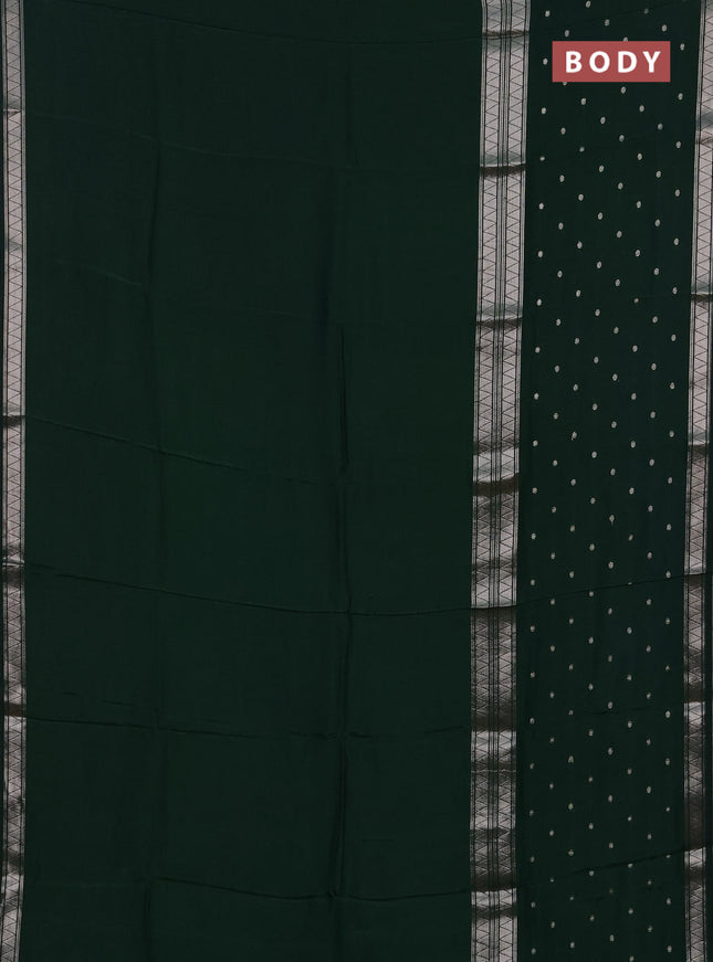 Green & Mustard Yellow Semi Mysore Silk Saree - Buttas